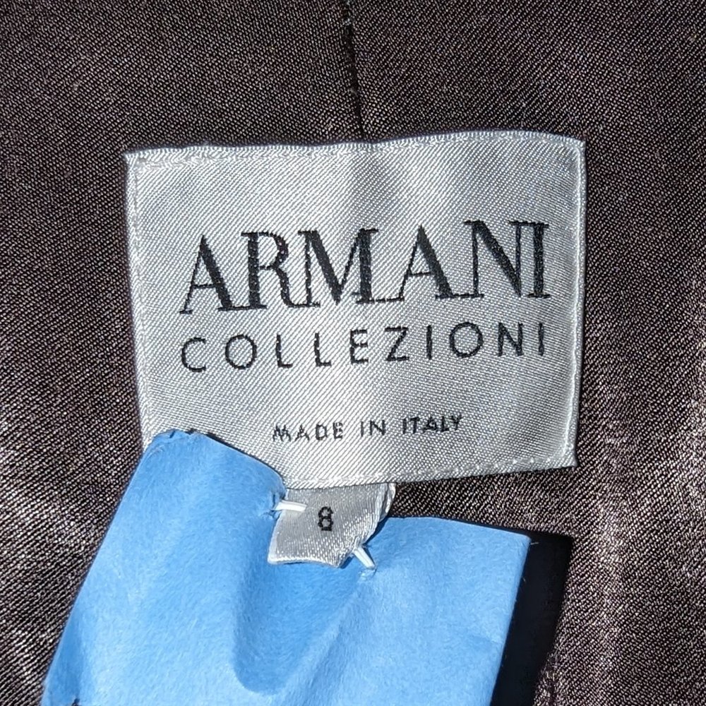 Armani Collezioni Cashmere Houndstooth Brown Women's Blazer - Picture 8 of 8